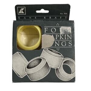 Kane Kraft VTG New In Box NOS Yellow Colored Set Of 4 Plastic Napkin Rings
